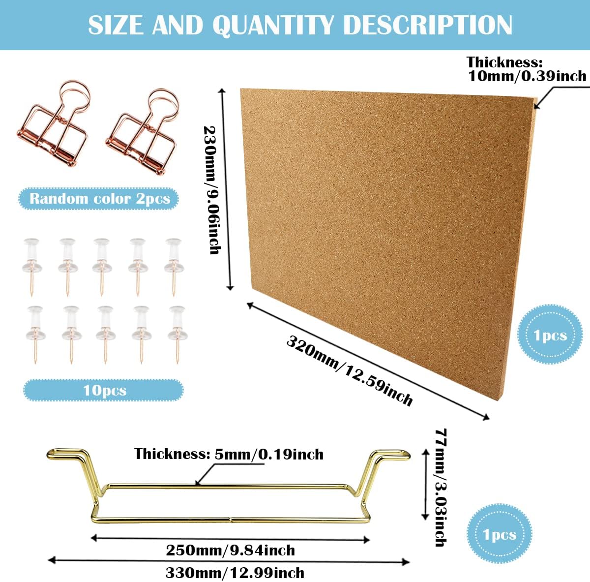 1 Set Cork Board Bulletin Board with Stand, Desktop Double Sided Message Memo Picture Board for Home Office School, Small Cork Board for Desk with Pushpins（12.6 x 9 inch）
