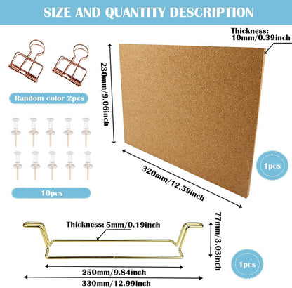 1 Set Cork Board Bulletin Board with Stand, Desktop Double Sided Message Memo Picture Board for Home Office School, Small Cork Board for Desk with Pushpins（12.6 x 9 inch）