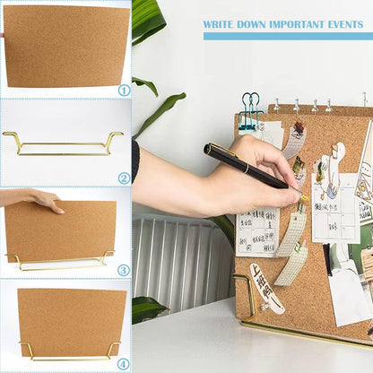 1 Set Cork Board Bulletin Board with Stand, Desktop Double Sided Message Memo Picture Board for Home Office School, Small Cork Board for Desk with Pushpins（12.6 x 9 inch）