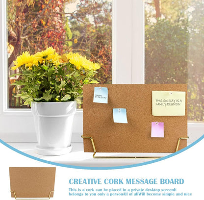 1 Set Cork Board Bulletin Board with Stand, Desktop Double Sided Message Memo Picture Board for Home Office School, Small Cork Board for Desk with Pushpins（12.6 x 9 inch）