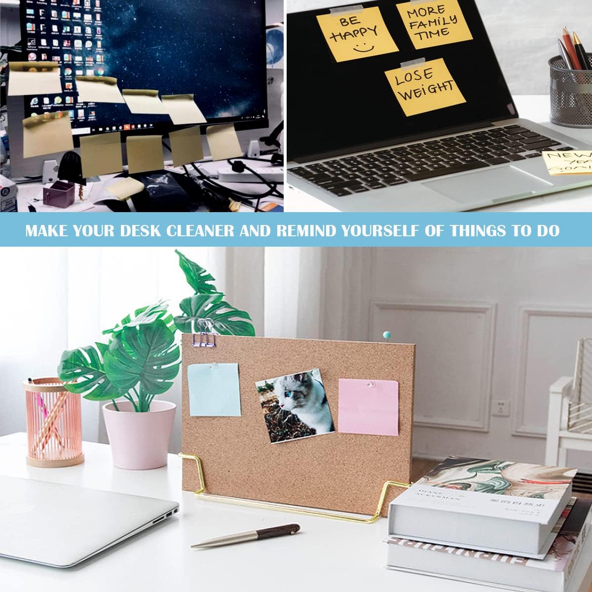 1 Set Cork Board Bulletin Board with Stand, Desktop Double Sided Message Memo Picture Board for Home Office School, Small Cork Board for Desk with Pushpins（12.6 x 9 inch）