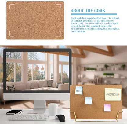 1 Set Cork Board Bulletin Board with Stand, Desktop Double Sided Message Memo Picture Board for Home Office School, Small Cork Board for Desk with Pushpins（12.6 x 9 inch）