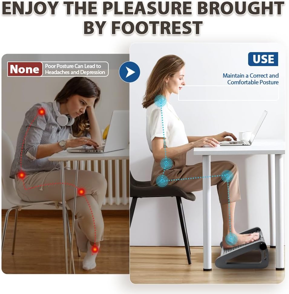 Foot Rest, Six Heights Adjustable Foot Rest Under Desk at Work