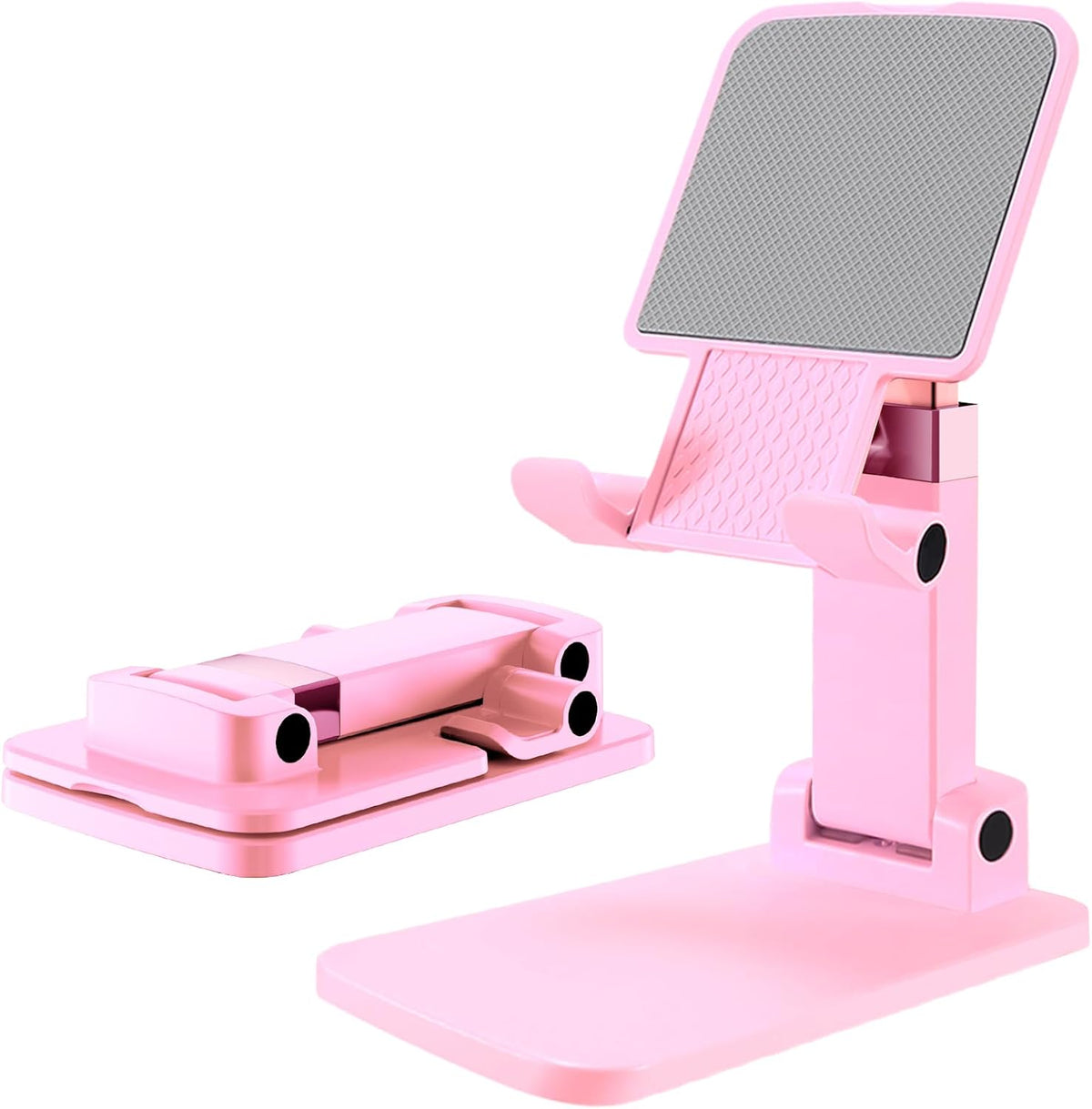 Phone Stand for Desk Cellphone Holder Height Angle Adjustable Stands, Anti-Slip Base, Compact Design for iPhone Android Devices,Black,1Pack