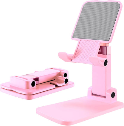 Phone Stand for Desk Cellphone Holder Height Angle Adjustable Stands, Anti-Slip Base, Compact Design for iPhone Android Devices,Black,1Pack