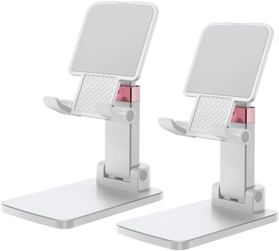 Phone Stand for Desk Cellphone Holder Height Angle Adjustable Stands, Anti-Slip Base, Compact Design for iPhone Android Devices,Black,1Pack