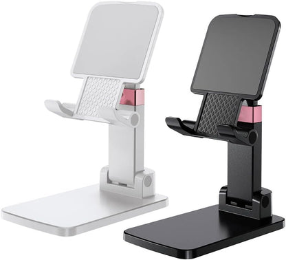 Phone Stand for Desk Cellphone Holder Height Angle Adjustable Stands, Anti-Slip Base, Compact Design for iPhone Android Devices,Black,1Pack