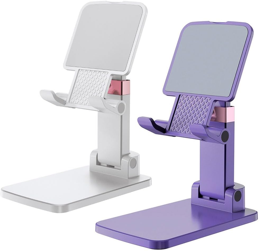 Phone Stand for Desk Cellphone Holder Height Angle Adjustable Stands, Anti-Slip Base, Compact Design for iPhone Android Devices,Black,1Pack
