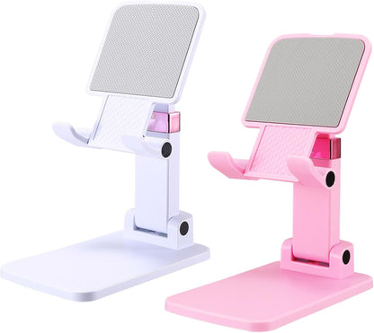 Phone Stand for Desk Cellphone Holder Height Angle Adjustable Stands, Anti-Slip Base, Compact Design for iPhone Android Devices,Black,1Pack