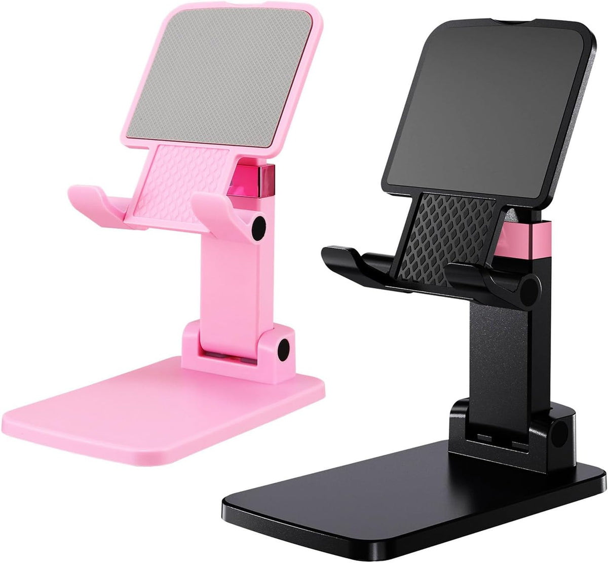 Phone Stand for Desk Cellphone Holder Height Angle Adjustable Stands, Anti-Slip Base, Compact Design for iPhone Android Devices,Black,1Pack