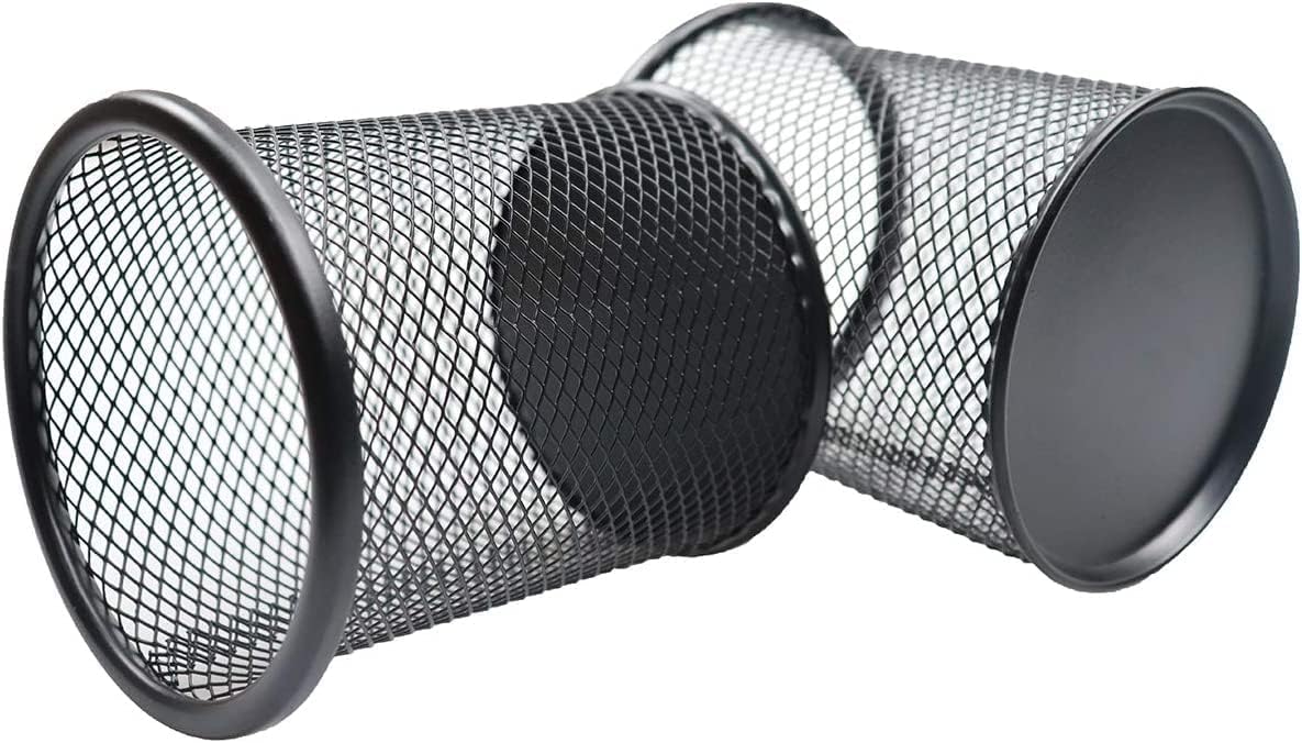 Pen Holder Mesh Pencil Holder Metal Pen Holder Cup Pencil Cup Holder for Desk Office Pen Organizer Black, 4 Pack