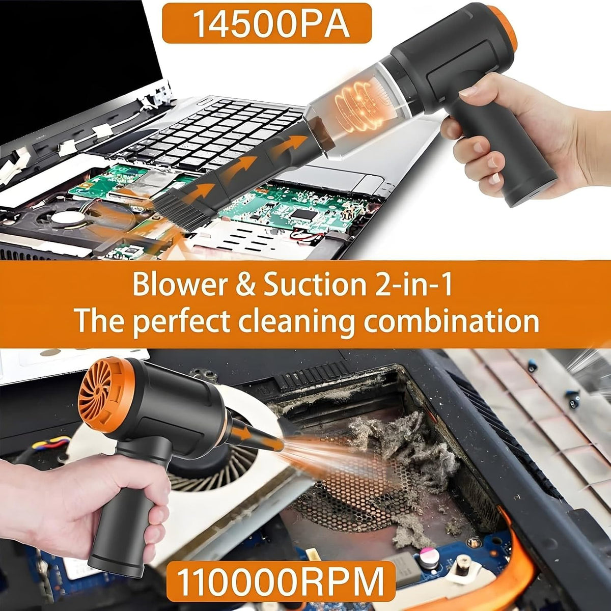 Air Duster - Computer Vacuum Cleaner - for Keyboard Cleaning - Cordless Canned Air - 110000RPM Powerful PC Cleaner(Air-01)