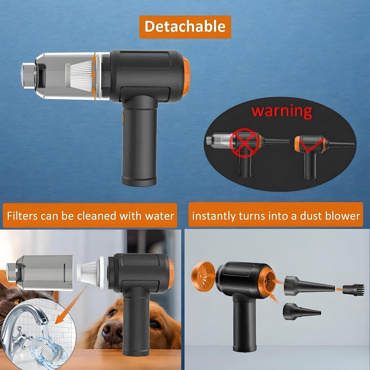 Air Duster - Computer Vacuum Cleaner - for Keyboard Cleaning - Cordless Canned Air - 110000RPM Powerful PC Cleaner(Air-01)