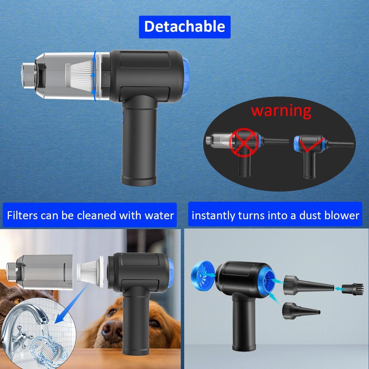 Air Duster - Computer Vacuum Cleaner - for Keyboard Cleaning - Cordless Canned Air - 110000RPM Powerful PC Cleaner(Air-01)