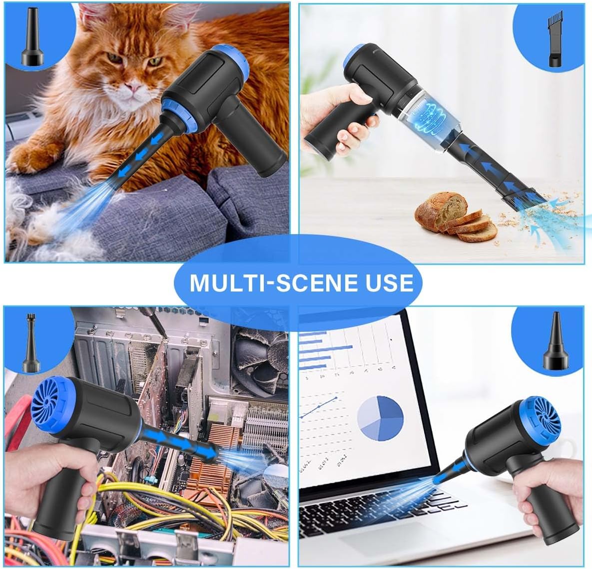 Air Duster - Computer Vacuum Cleaner - for Keyboard Cleaning - Cordless Canned Air - 110000RPM Powerful PC Cleaner(Air-01)