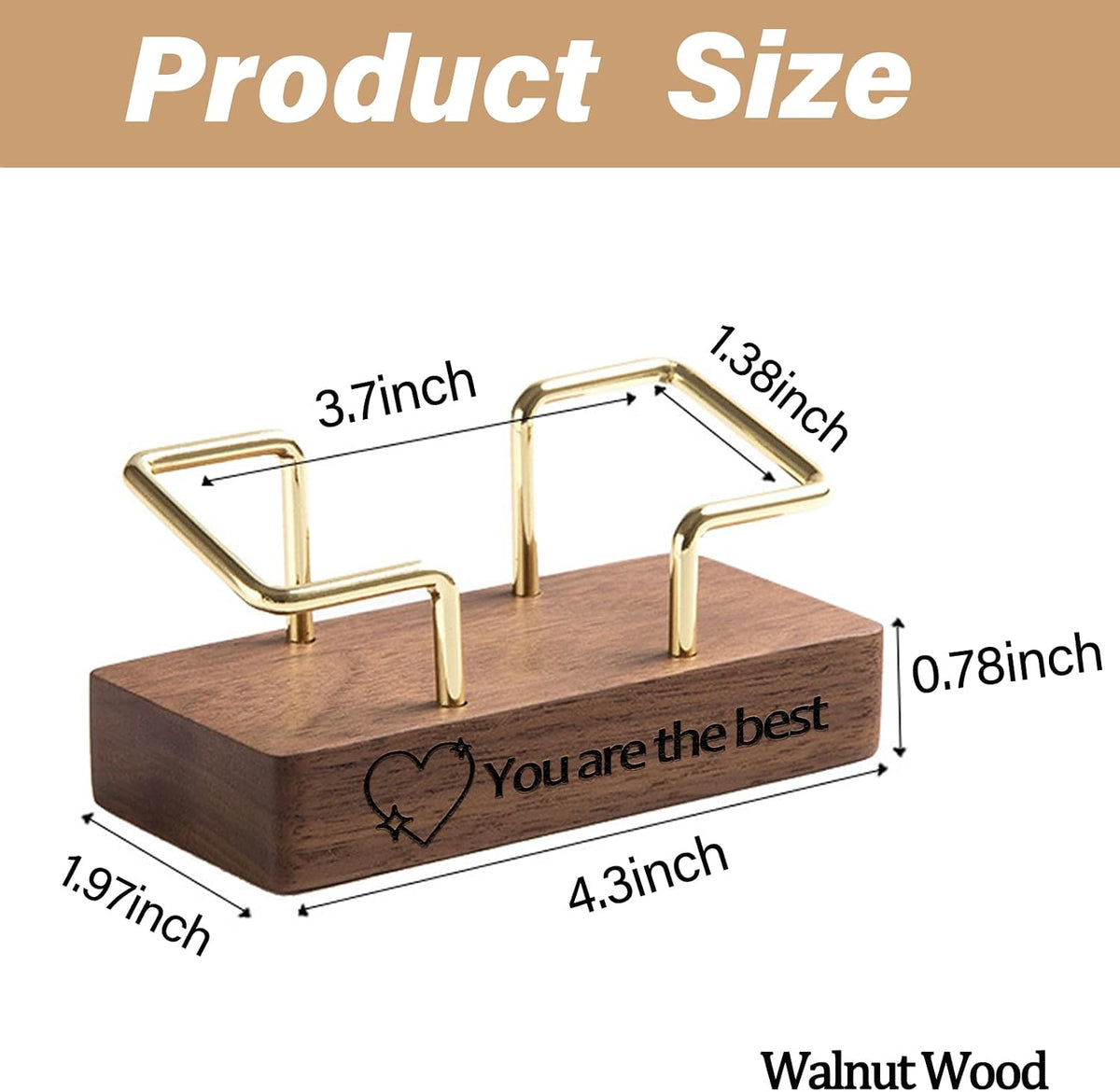 Custom Business Card Holder for Desk, Engraved Walnut Wood Stand