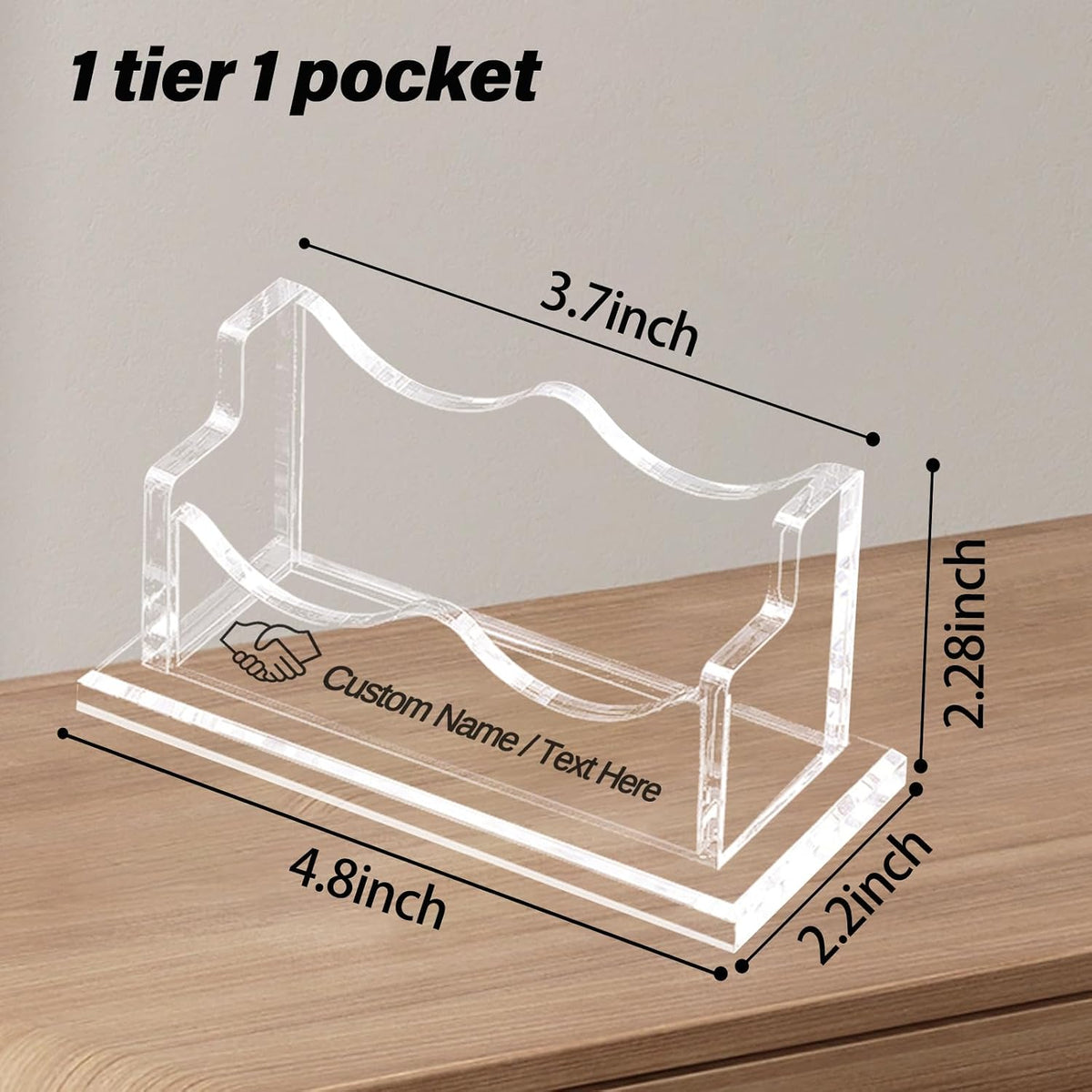 Custom Business Card Holder for Desk, Engraved Walnut Wood Stand