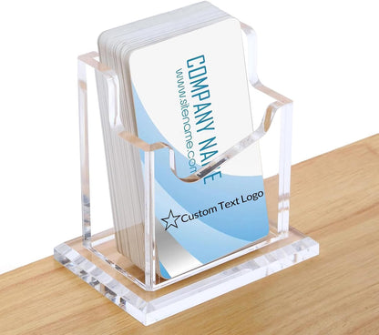 Custom Business Card Holder for Desk, Engraved Walnut Wood Stand