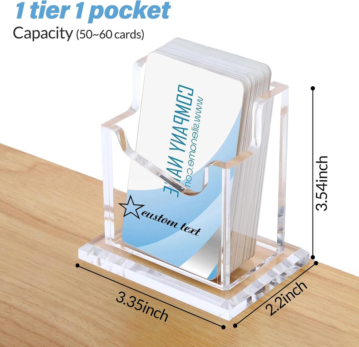 Custom Business Card Holder for Desk, Engraved Walnut Wood Stand