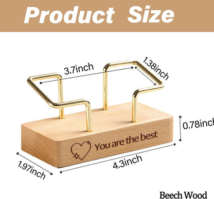 Custom Business Card Holder for Desk, Engraved Walnut Wood Stand