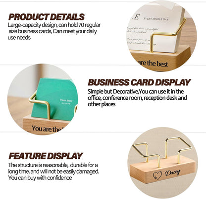 Custom Business Card Holder for Desk, Engraved Walnut Wood Stand