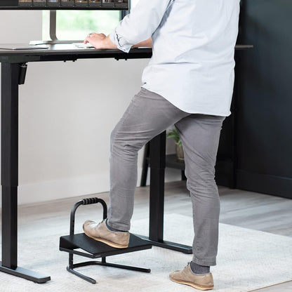 Ergonomic Height Adjustable Foot Rest Relief Platform, Elevated Stool for Comfortable Sit to Stand Workstation, Non-Slip Surface, Portable, Home Office Classroom Use, Black, STAND-FT01