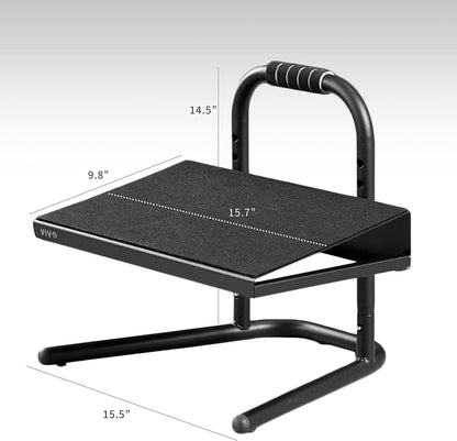 Ergonomic Height Adjustable Foot Rest Relief Platform, Elevated Stool for Comfortable Sit to Stand Workstation, Non-Slip Surface, Portable, Home Office Classroom Use, Black, STAND-FT01
