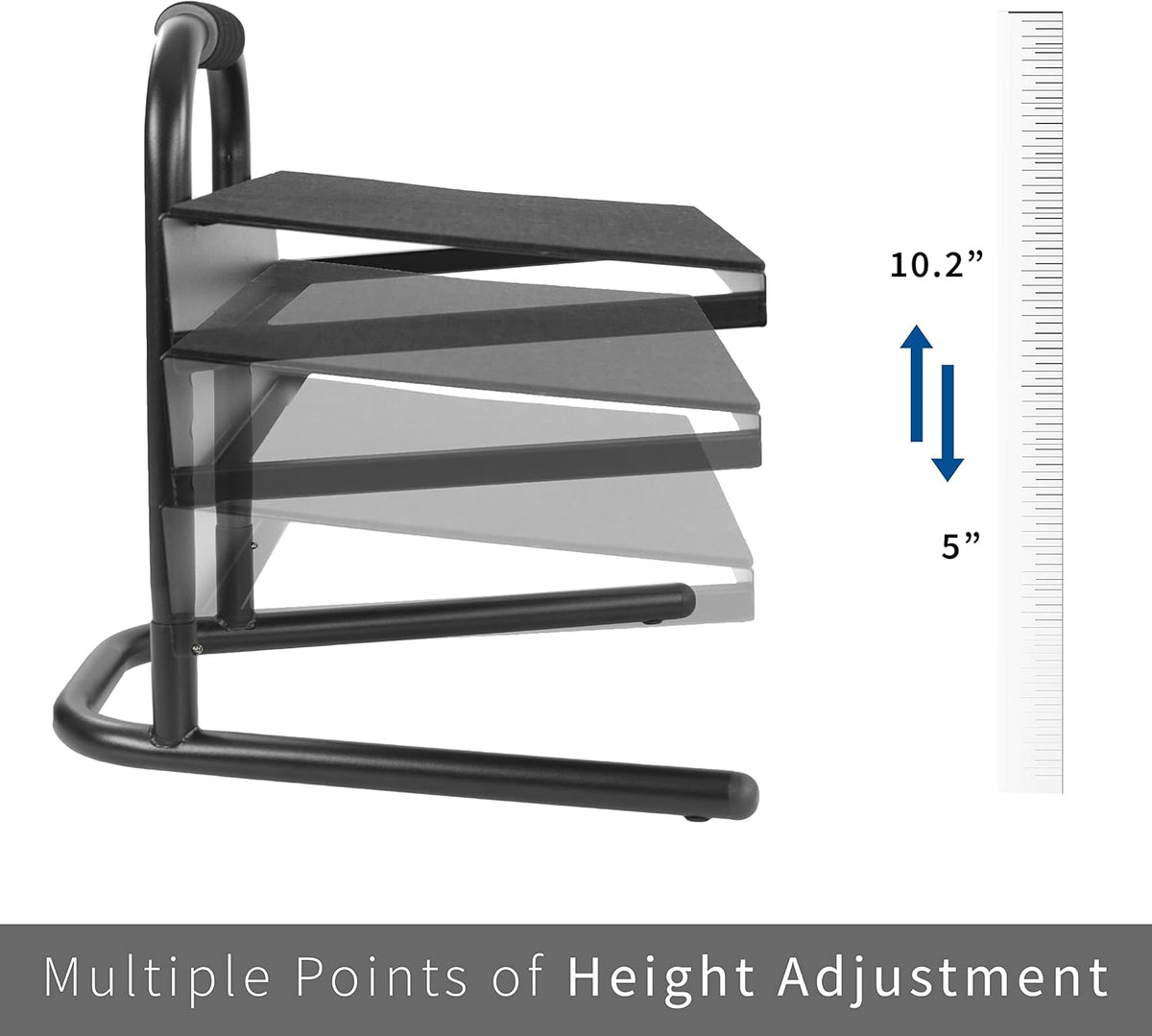 Ergonomic Height Adjustable Foot Rest Relief Platform, Elevated Stool for Comfortable Sit to Stand Workstation, Non-Slip Surface, Portable, Home Office Classroom Use, Black, STAND-FT01
