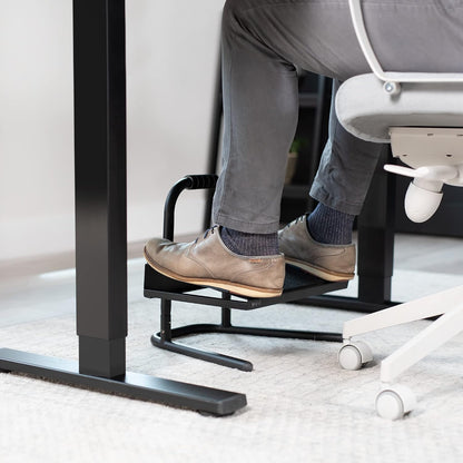 Ergonomic Height Adjustable Foot Rest Relief Platform, Elevated Stool for Comfortable Sit to Stand Workstation, Non-Slip Surface, Portable, Home Office Classroom Use, Black, STAND-FT01