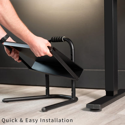 Ergonomic Height Adjustable Foot Rest Relief Platform, Elevated Stool for Comfortable Sit to Stand Workstation, Non-Slip Surface, Portable, Home Office Classroom Use, Black, STAND-FT01