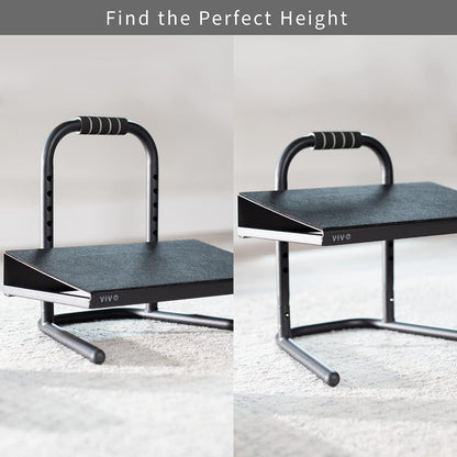 Ergonomic Height Adjustable Foot Rest Relief Platform, Elevated Stool for Comfortable Sit to Stand Workstation, Non-Slip Surface, Portable, Home Office Classroom Use, Black, STAND-FT01