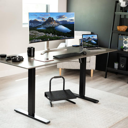 Ergonomic Height Adjustable Foot Rest Relief Platform, Elevated Stool for Comfortable Sit to Stand Workstation, Non-Slip Surface, Portable, Home Office Classroom Use, Black, STAND-FT01