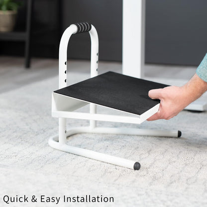Ergonomic Height Adjustable Foot Rest Relief Platform, Elevated Stool for Comfortable Sit to Stand Workstation, Non-Slip Surface, Portable, Home Office Classroom Use, Black, STAND-FT01
