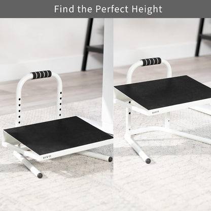 Ergonomic Height Adjustable Foot Rest Relief Platform, Elevated Stool for Comfortable Sit to Stand Workstation, Non-Slip Surface, Portable, Home Office Classroom Use, Black, STAND-FT01