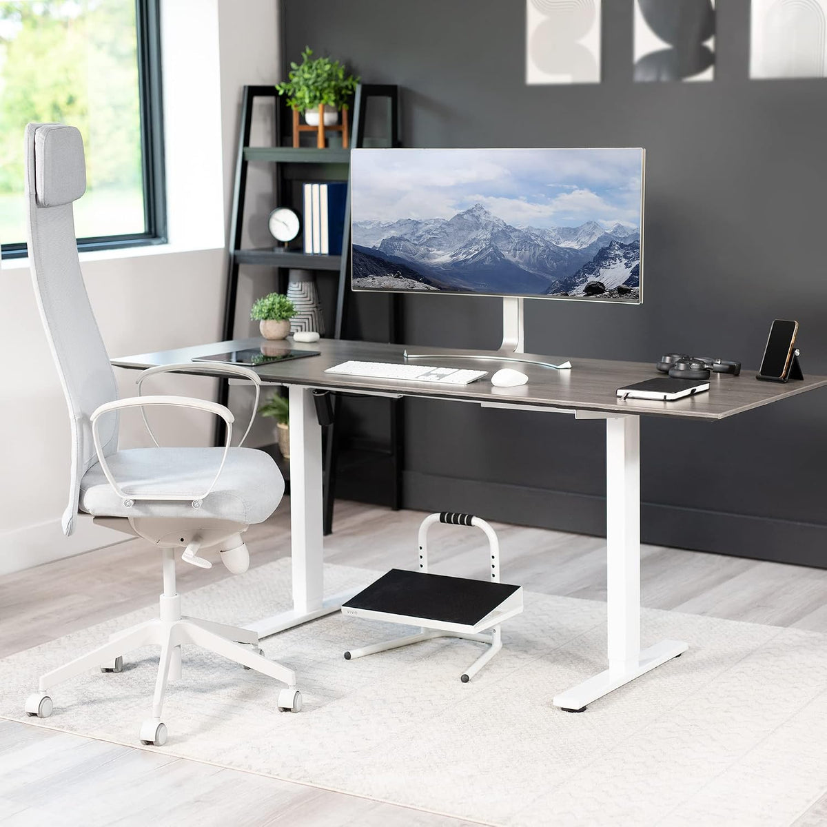 Ergonomic Height Adjustable Foot Rest Relief Platform, Elevated Stool for Comfortable Sit to Stand Workstation, Non-Slip Surface, Portable, Home Office Classroom Use, Black, STAND-FT01