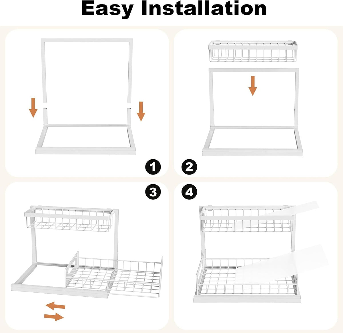 Under Sink Organizer, L-Shaped 2 Tier Pull Out Cabinet Organizer
