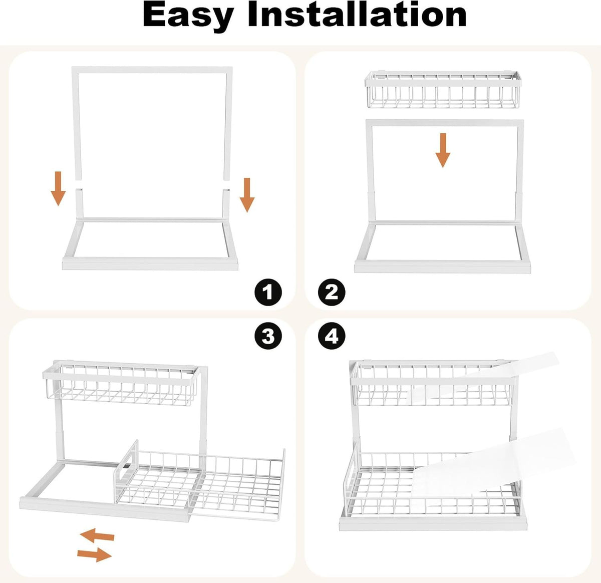 Under Sink Organizer, L-Shaped 2 Tier Pull Out Cabinet Organizer