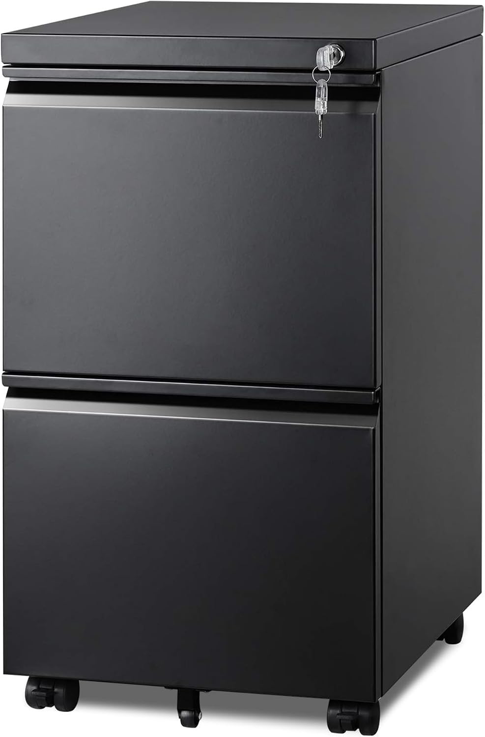 3 Drawer Mobile File Cabinet with Lock, Under Desk Metal Filing Cabinet for Home Office/Legal/Letter/A4 File, Fully Assembled Except Wheels, Black