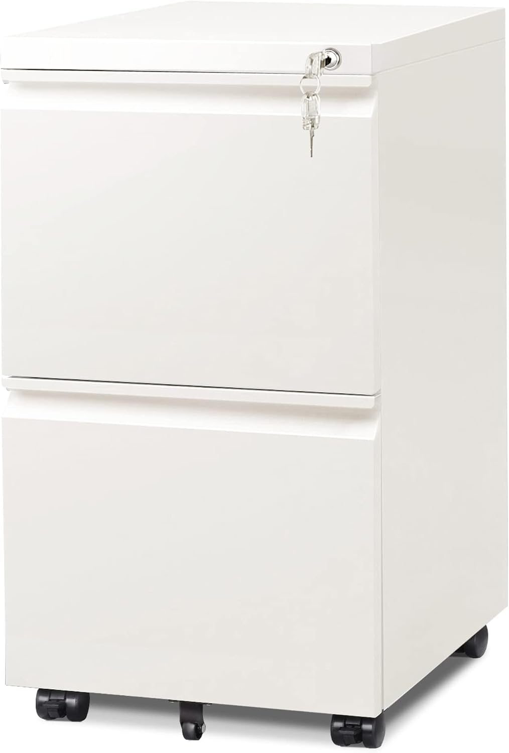3 Drawer Mobile File Cabinet with Lock, Under Desk Metal Filing Cabinet for Home Office/Legal/Letter/A4 File, Fully Assembled Except Wheels, Black