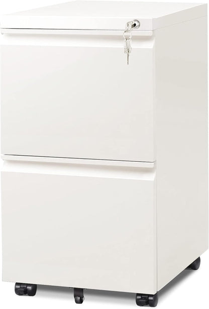 3 Drawer Mobile File Cabinet with Lock, Under Desk Metal Filing Cabinet for Home Office/Legal/Letter/A4 File, Fully Assembled Except Wheels, Black