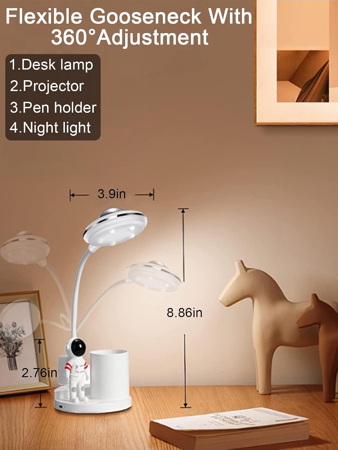Astronaut Desk Lamp for Kids,Star Space Projector Galaxy Small Desk Lamps
