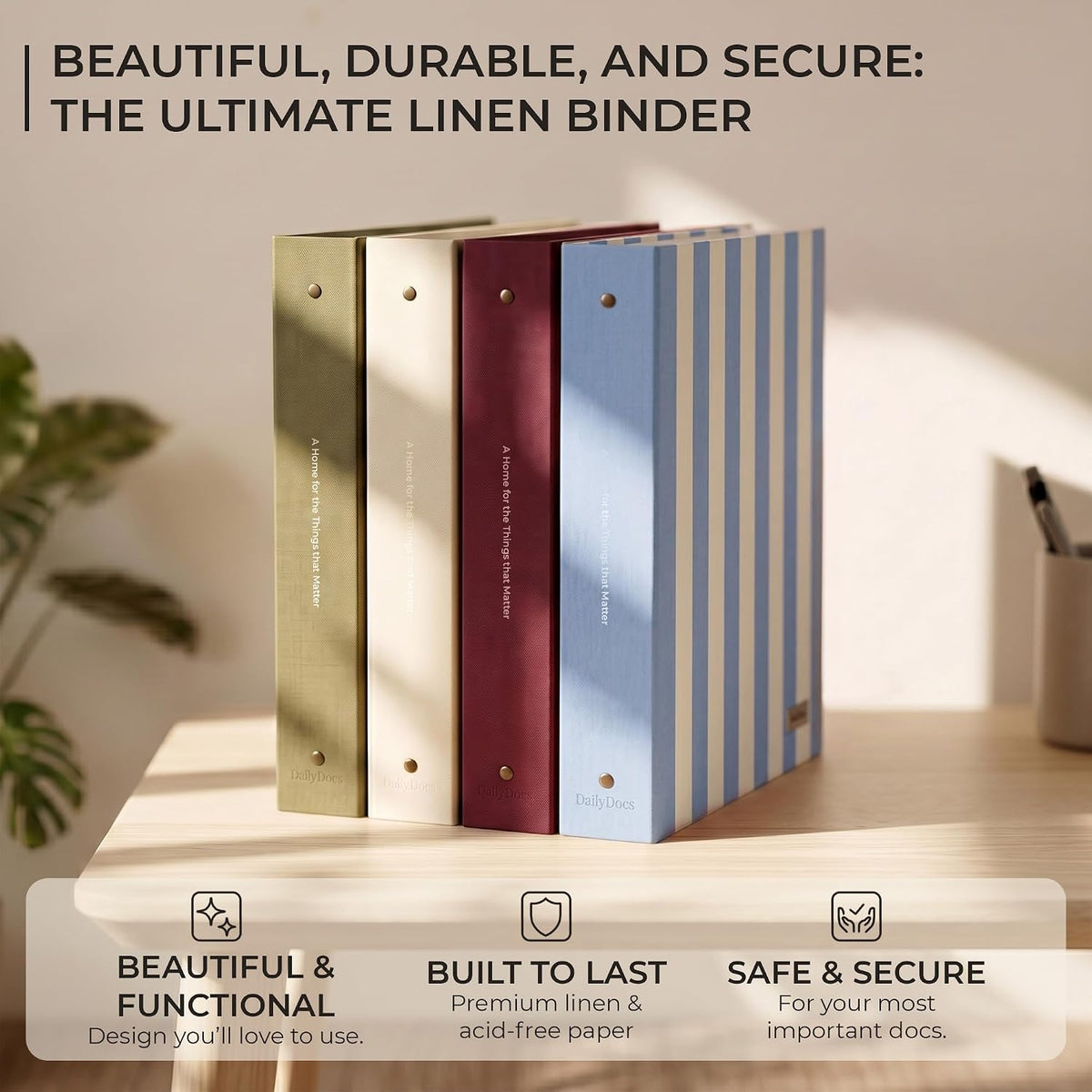 Document Organizer Binder for Important Papers & Passports, Sangria