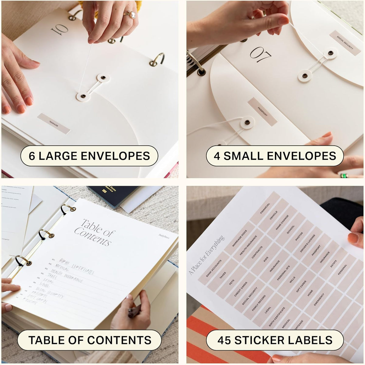 Document Organizer Binder for Important Papers & Passports, Sangria