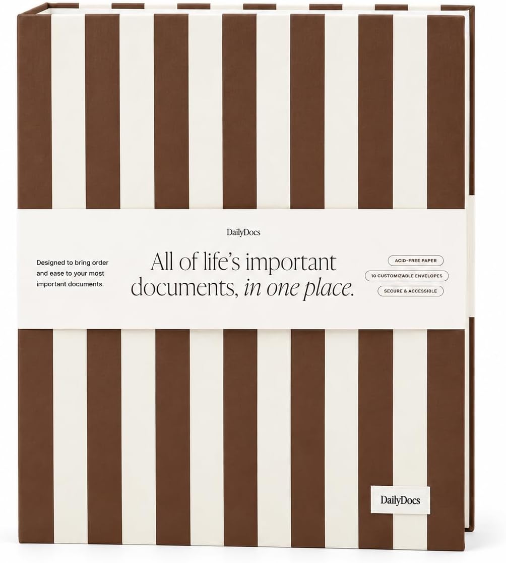 Document Organizer Binder for Important Papers & Passports, Sangria