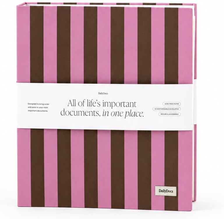 Document Organizer Binder for Important Papers & Passports, Sangria