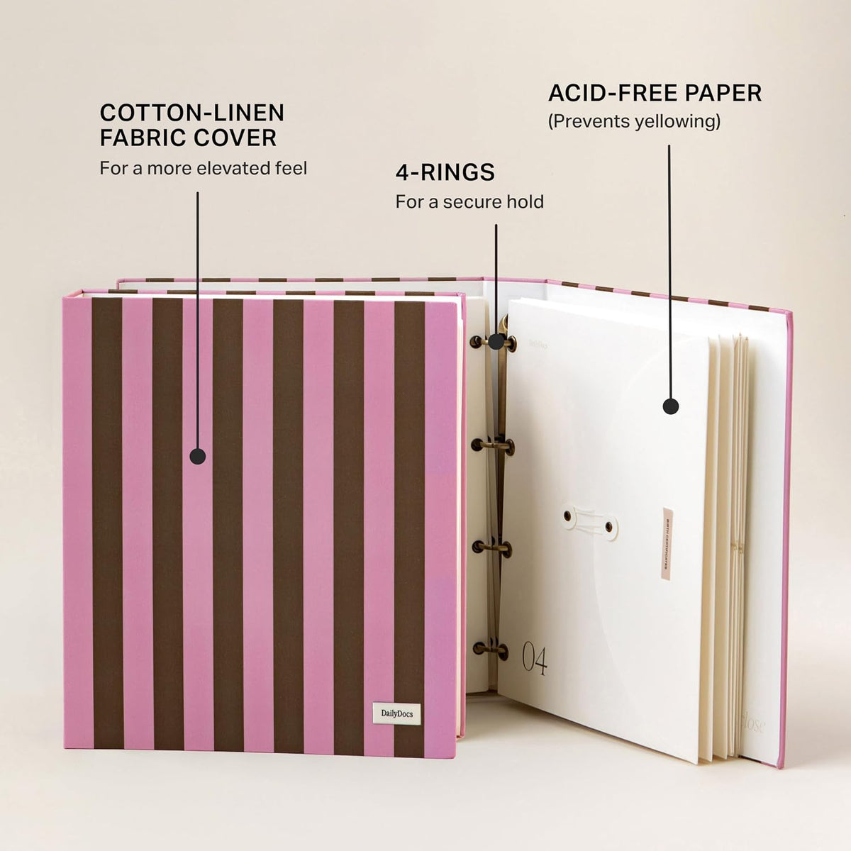Document Organizer Binder for Important Papers & Passports, Sangria