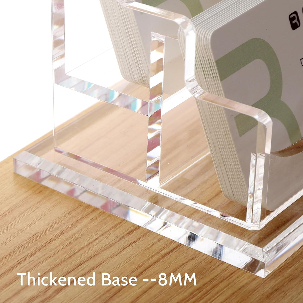 Acrylic Business Card Holder for Desk, Clear Horizontal 2Slots