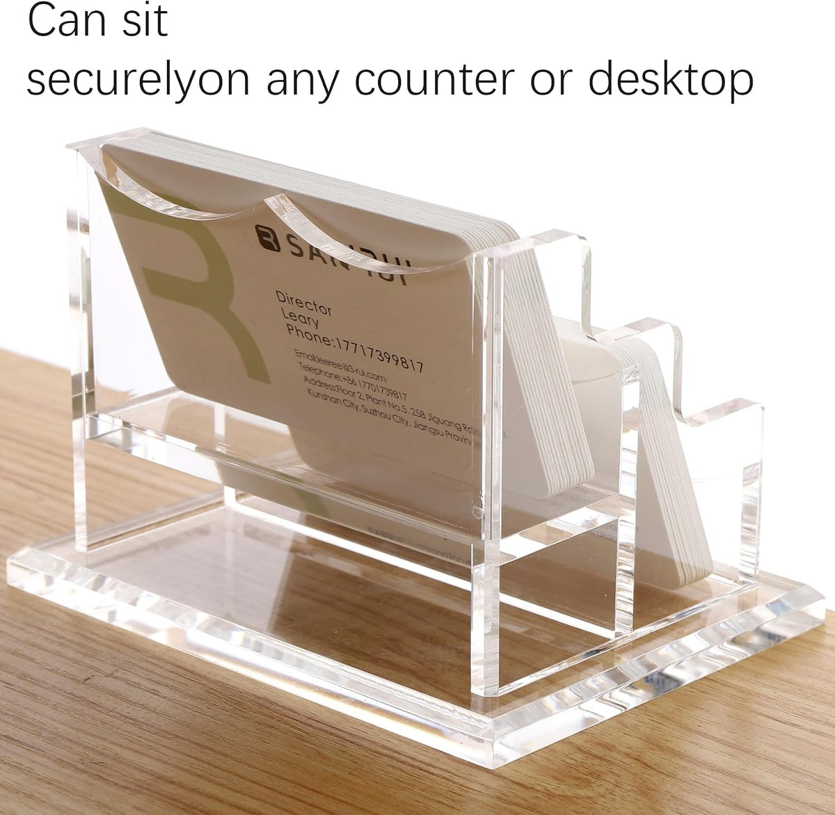 Acrylic Business Card Holder for Desk, Clear Horizontal 2Slots