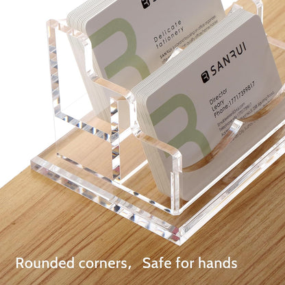 Acrylic Business Card Holder for Desk, Clear Horizontal 2Slots