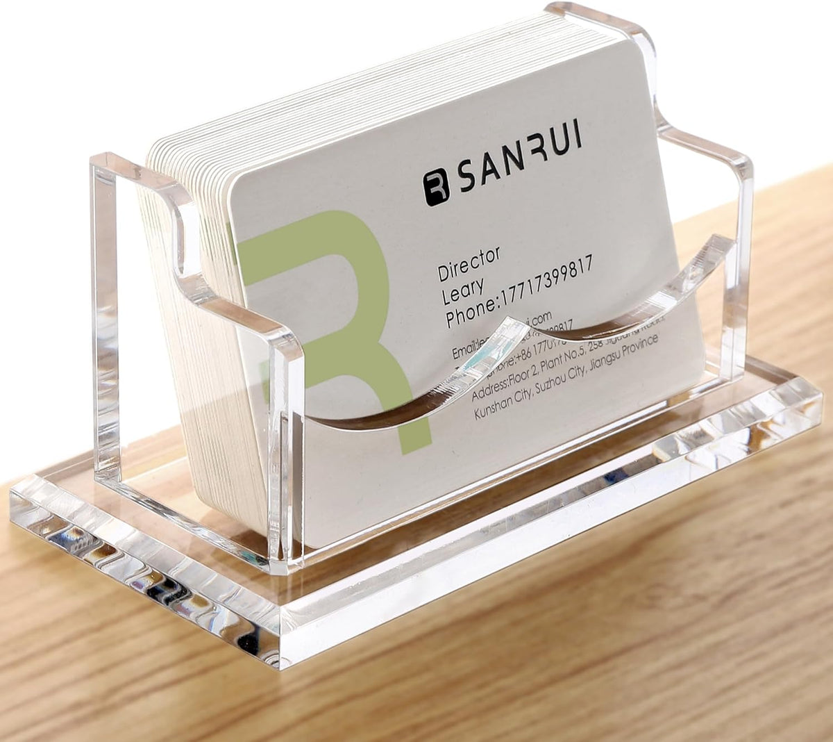 Acrylic Business Card Holder for Desk, Clear Horizontal 2Slots